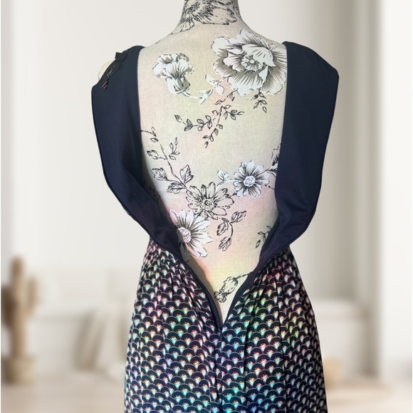 Dex Navy Blue Floral High Low Sleeveless Dress size: XS - Picture 4 of 9